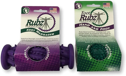 Due North Foot Rubz Combo Pack, Original Foot Rubz & Foot Massage Roller, 0.6 lb., multi colored, 2 piece set, (DNFCP3
