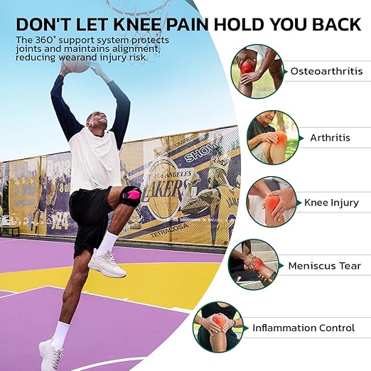Knee Brace for Women Men Knee Pain Meniscus Tear Arthritis Patella Dislocation Best Osteoarthritis Adjustable Compression with Memory Stabilizers for ACL MCL Breathable for Injury Recovery M