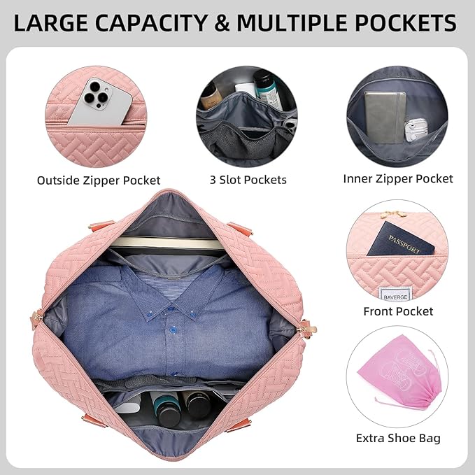 Duffle Bag for Travel, Weekender Bag with Shoe Compartment, Carry On Overnight Bag for Women with Toiletry Bag, Gym Bag with Wet Pocket, Hospital Bags for Labor and Delivery Beige