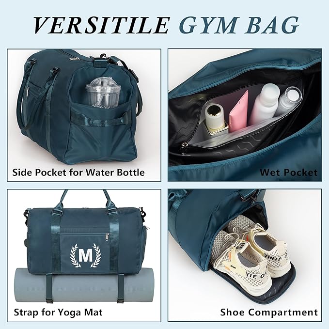 Gym Bag with Shoe Compartment - Personalized Monogrammed Duffle for Sports, Travel, and Workout with Initials