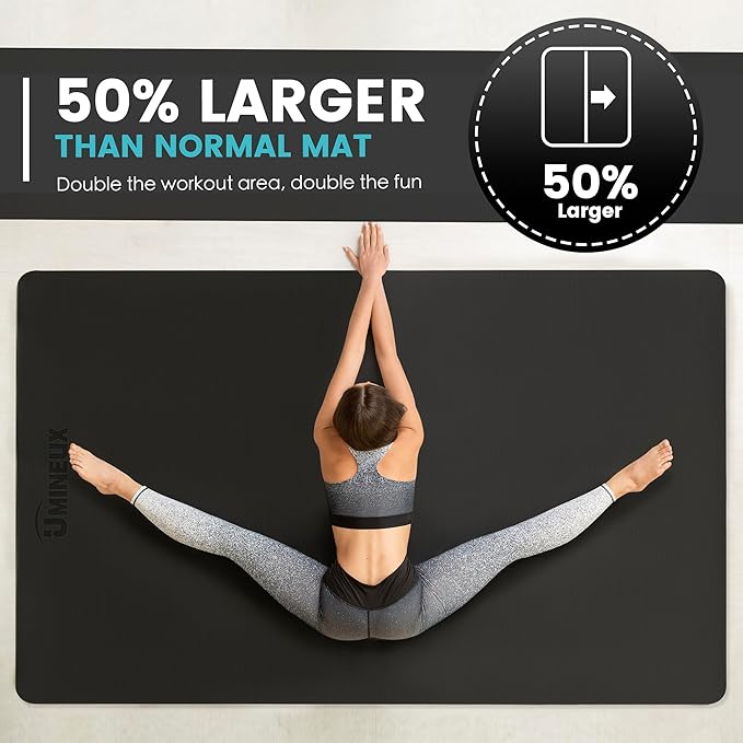 UMINEUX Large Yoga Mat for Men and Women 1/4 & 2/5 Inch Extra Thick TPE Fitness Mat for Home Gym Workout, Non-Slip, Eco Friendly Exercise Mat for Yoga, Pilates, Stretching, Meditation