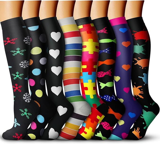 Compression Socks for Women & Men 15-20 mmHg, Best for Medical, Nursing, Running, Athletic, Varicose Veins, Travel