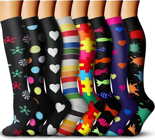 Compression Socks for Women & Men 15-20 mmHg, Best for Medical, Nursing, Running, Athletic, Varicose Veins, Travel