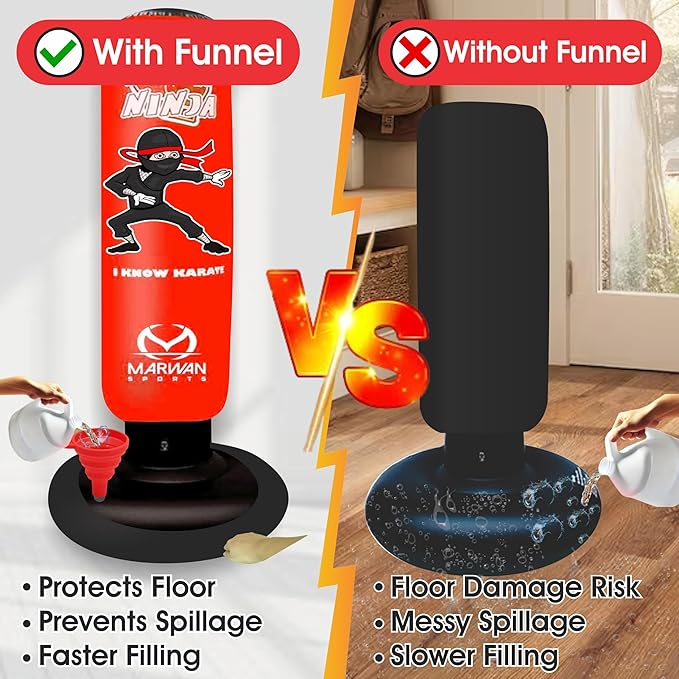 Marwan Sports 5-in-1 Inflatable Punching Bag for Kids – 63" Karate Toy Set with Boxing Gloves, Durable Fast Rebound, Active Play Christmas/Birthday Gift for Boys & Girls Ages 4-12