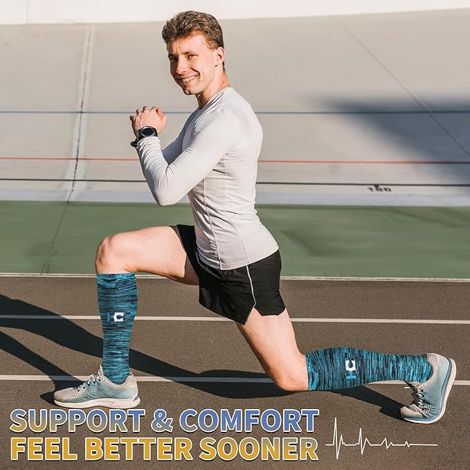 Graduated Copper Compression Socks for Men & Women Circulation 8 Pairs 15-20mmHg - Best for Running Athletic Cycling