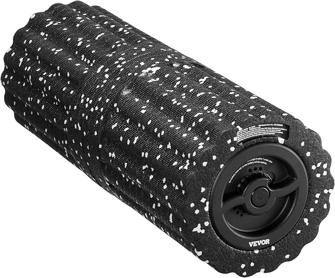 VEVOR 16 Inches Rechargeable Vibrating Foam Roller, 4-Speed Electric Massage Roller with 3D Texture, High-Density EEP Foam for Deep Tissue Muscle Massage, Back Pain Relief, and Post-Exercise Recovery