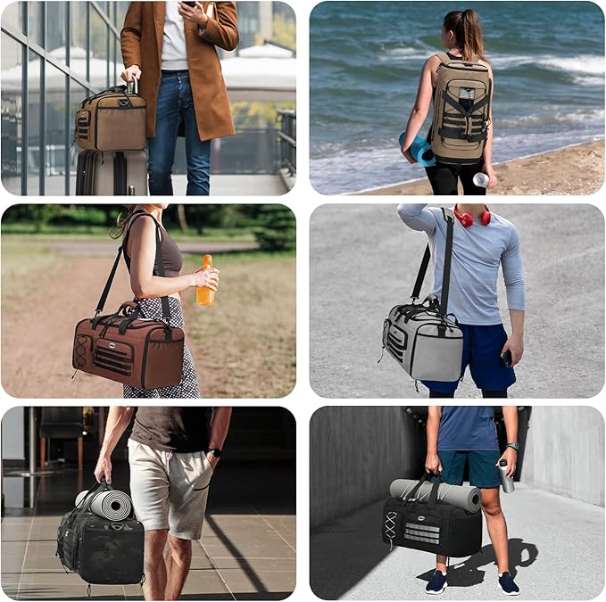 Bosstin Gym Bag for Men & Women,45L Travel Duffle Sports Duffel Bag Gym Weekender Overnight Backpack with Shoe Compartment (GREEN CAMOUFLAGE)