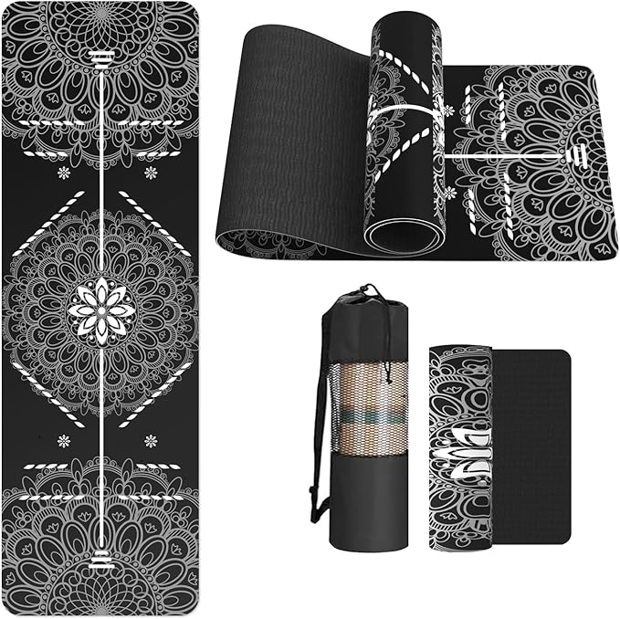 FOLAI Extra Thick Yoga Mat 6mm - Non-Slip Exercise Mat for HIIT, Pilates & Home Workouts & Workout with Free Carry Strap