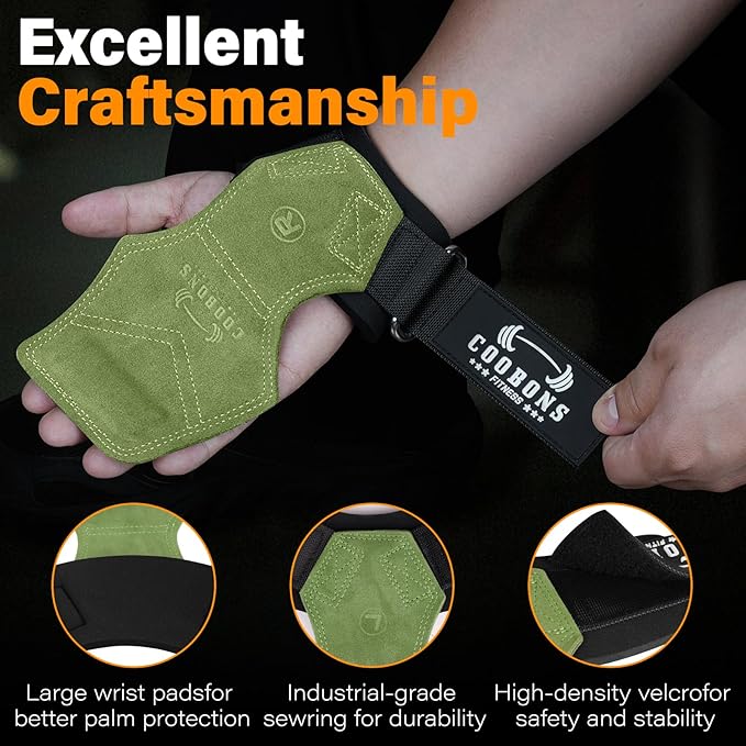 Lifting Wrist Straps for Weightlifting, Double Layer Leather for Weight Lifting Wrist Wraps, Deadlifts, Heavy Powerlifting and Adjustable Wrist Hooks for Strength Training, Gym Workouts Men/Women