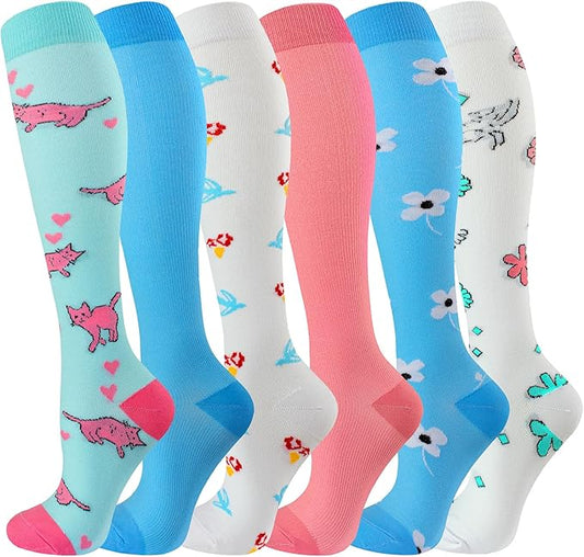 bropite Halloween Compression Socks for Women & Men-Pumpkin Ghost 6 Pairs 20-30mmhg Support Running Nurse Travel