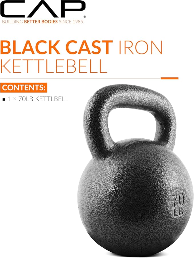 CAP Barbell Black Cast Iron Kettlebell Single or Set | 10-80 Lbs