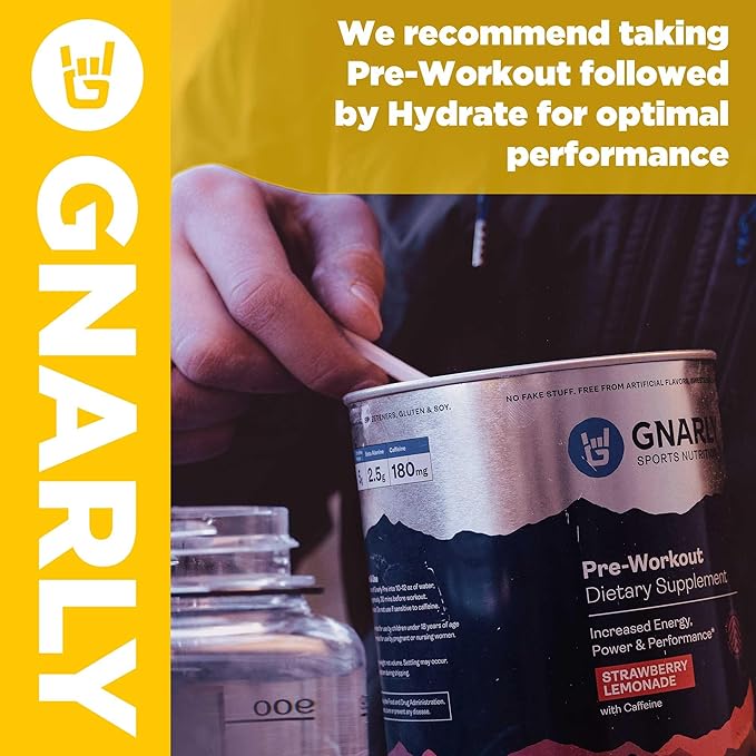 Gnarly Nutrition Hydrate Electrolyte Powder – Lemonade Exercise Hydration Drink Mix – NSF Sport Certified – Electrolyte Solution, Performance & Recovery – Lemonade, 14.10 oz