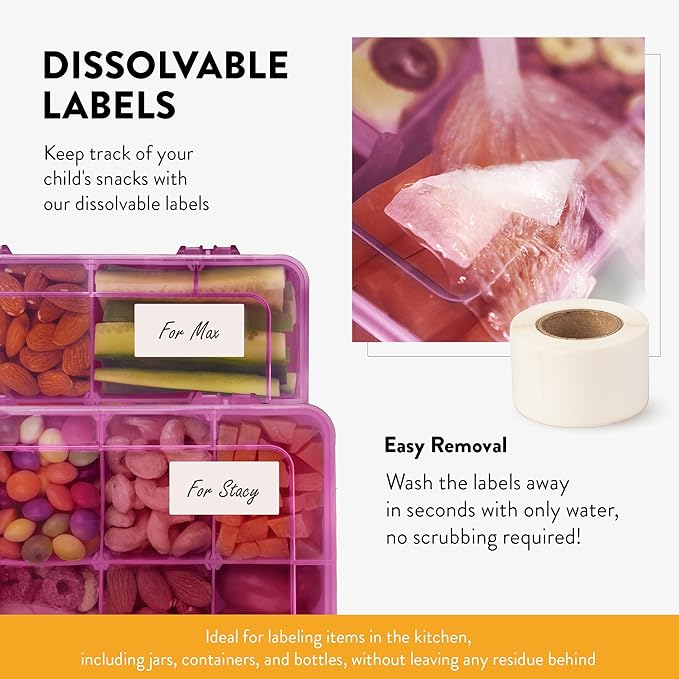 Snack Box Containers Set of 2-Reusable,100 Dissolvable Labels, 8 Adjustable Compartments, Dishwasher Safe, BPA-Free, Meal Prep Container, PARENT TESTED PARENT APPROVED AWARD (2 Pack) (Purple)