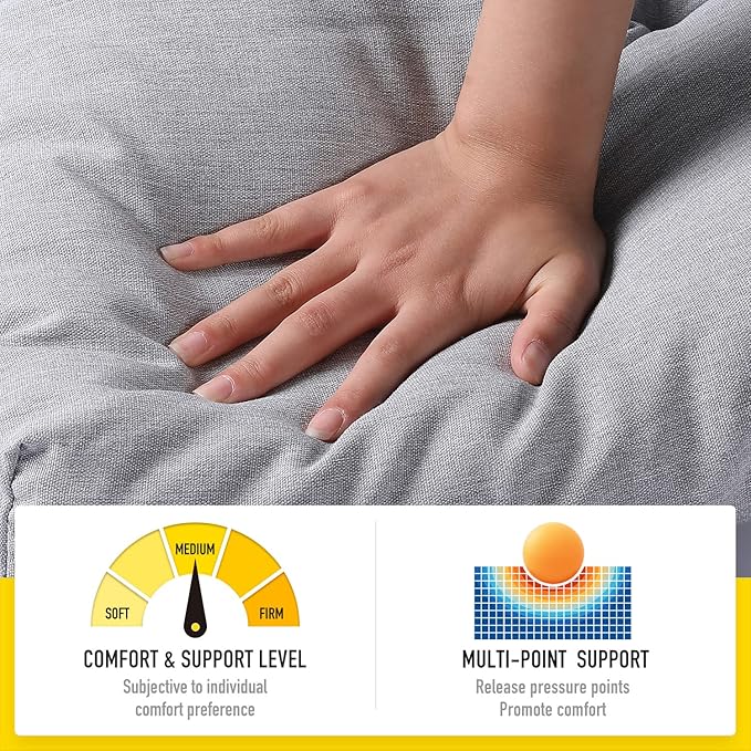 SUNROX LokGrip Non Slip Tufted Memory Foam Bench Cushion, FadeShield Water Resistant Durable Thicken Outdoor/Indoor Bench Seat Pads 51x16x4 inch, Heather Grey