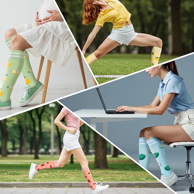 fenglaoda Compression Socks for Women Men Support Circulation 6 Pairs Socks For Nurse, Travel, Flight