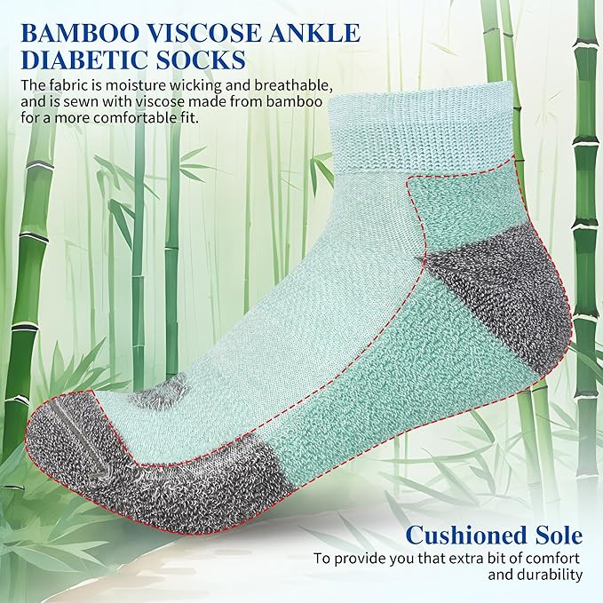 Diabetic Socks for Men,6 Pairs Ankle Mens Diabetic Socks,Diabetic Neuropathy Socks for Men 9-12