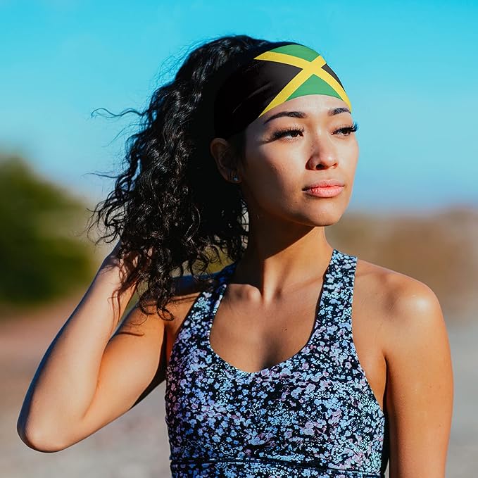 Suddora Country Flag Headbands, Wide National Flag Headbands for Sports Events, Non-Slip Fabric Sweatbands for Soccer, Tennis, Workout, Costume