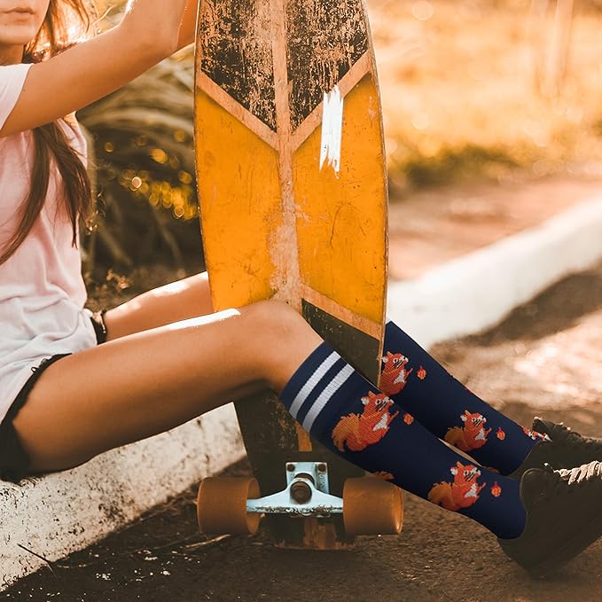 fenglaoda Compression Socks Women Men 6 Pairs, Knee High Best Support Circulation Socks for Running, Travel, Flight, Nurse