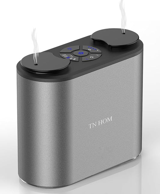 Waterless Essential Oil Diffuser - Portable Nebulizer Aroma Diffuser Battery Operated Cordless, No Water Oils Aromatherapy Diffuser, Luxury Scents Diffuser Electrico for Car Home Hotel (Grey)