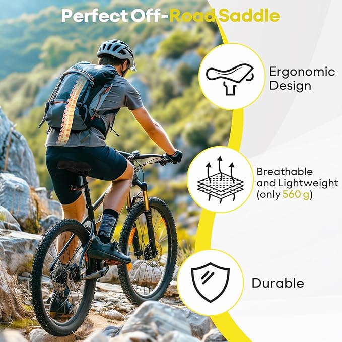 New Gel Bike Seat for Men & Women, Mjkeomo Waterproof Bicycle Seat Breathable Mountain Bike Saddle Gel Bicycle Saddle for MTB, BMX, Road Bike, City Bikes, Exercise Bikes