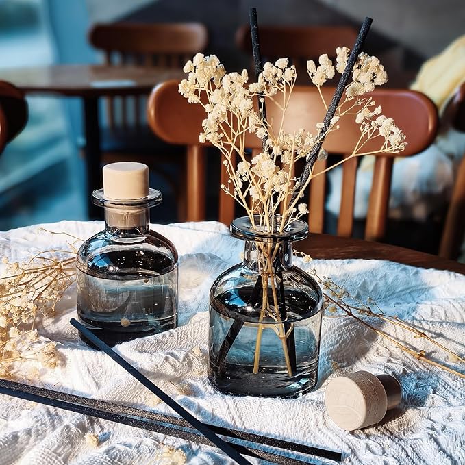 Brakula 2 Pack Reed Diffuser, Bamboo + Eucalyptus & Wild Mint (3.38 fl oz Each Pack), Home Fragrance with 12 Sticks,Bathroom Decor, Reed diffusers for Home