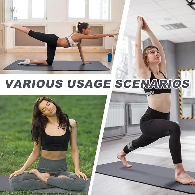 Quality Exercise Yoga Mat, 1/2-Inch Thick High-Density Foam for Full-body workout, Anti-Tear and non-slip Surface, Includes Carry Strap for Home & Studio Workouts,Multiple Options