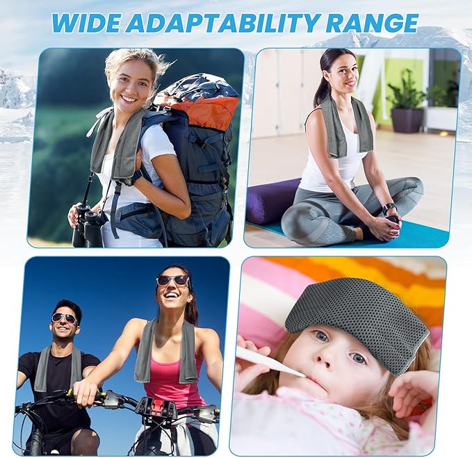 INNOLIFE 2 Pack Cooling Towels, Soft Breathable Ice Towel Chilly Towel for Sports, Gym, Fitness, Running, Hiking, Yoga - Black