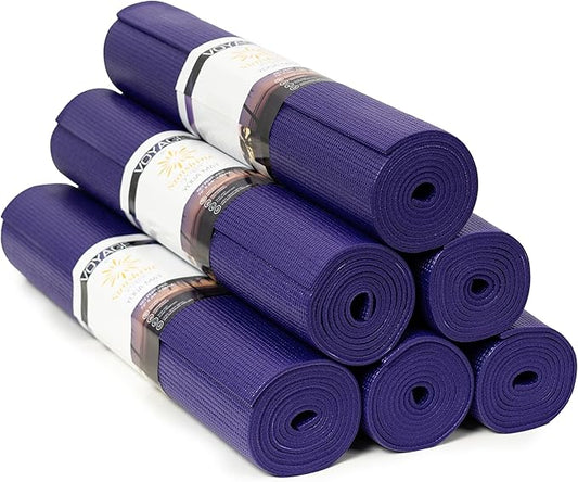 Sunshine Yoga Voyage Yoga Mat, 6 Pack, 72" x 24" Professional Studio and Gym Bulk Yoga Mats, 5mm Thick, Durable, Anti-Tear, Non Slip Fitness and Exercise Mats