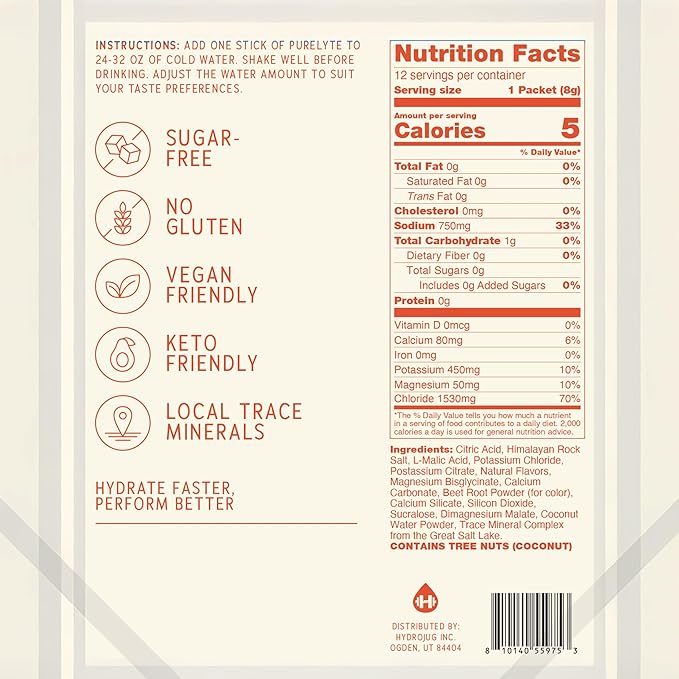 Electrolyte Drink Mix – Sugar-Free Hydration Powder Packets – Clean Electrolytes with Trace Minerals – Keto, Vegan, Gluten-Free – No Artificial Sweeteners – 30 Sticks – Fruit Punch