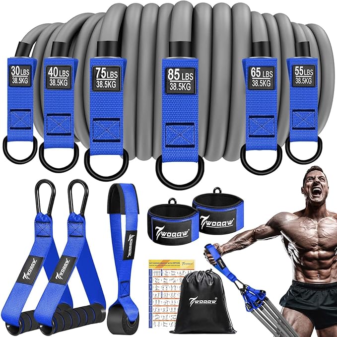 Heavy Resistance Bands for Working Out, 350lbs/450lbs Exercise Bands with Handles, Workout Bands Set for Men, Fitness Weight Bands for Muscle Strength Training, Stretching, Slim, Home Gym Equipment