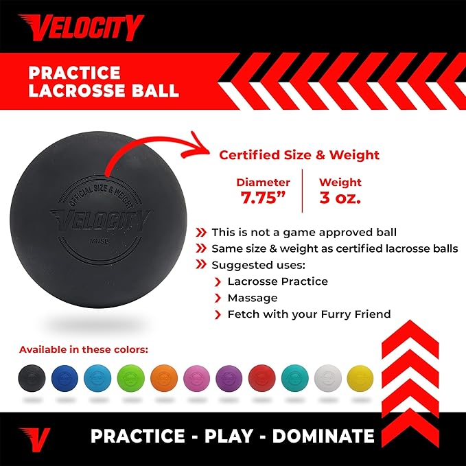 Velocity Lacrosse Balls - 1, 2, 3, 6, 12, 18, 24, 36, 60 and 120 Packs - for Practice, Official NFHS and College Approved Size