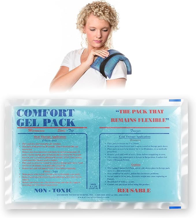 Flexible Reusable Gel Pack 6"x10" - Flexible Gel Packs for Neck, Wrist, Arm, Back and Shoulder Pain Relief - Versatile Hot or Cold Gel Packs for Injuries, Sore Muscles or Toothache Pain Relief, Blue
