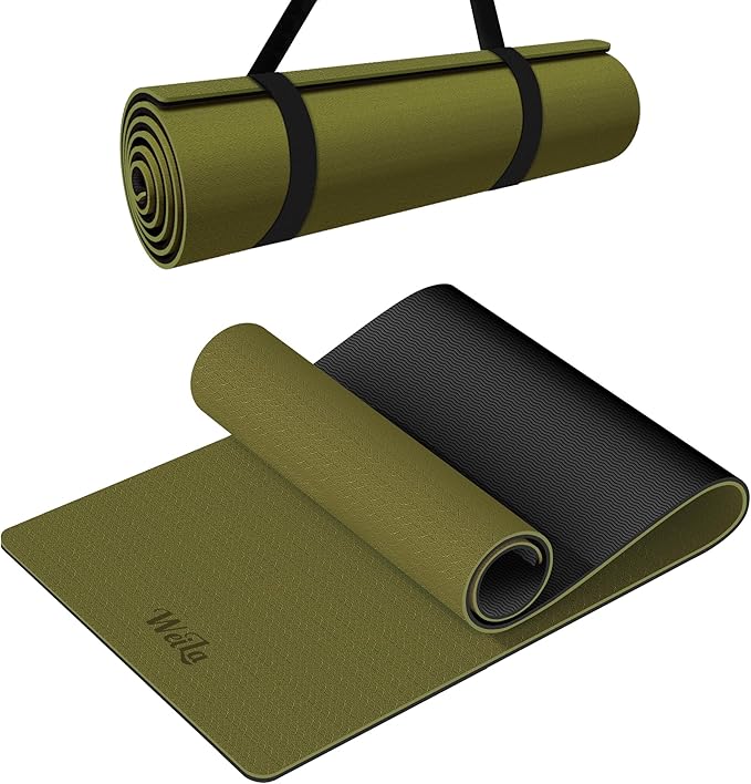 Non-slip TPE Yoga Mat for Women & Men,72"x24" Double-Sided Workout Mat for Home Gym Pilates Fitness,1/4 Inch Packable Lightweight Exercise Mat with Strap for Travel,Non Toxic Exercise Floor Mat