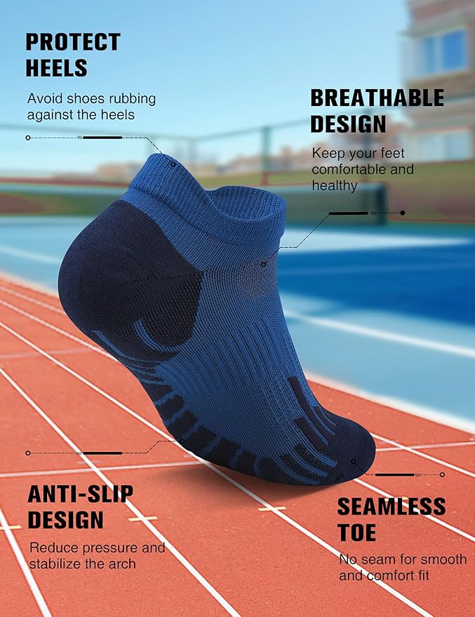Compression Athletic Running Socks: Men Women's Low Cut Ankle Socks for Sport Enthusiasts Hiking Cycling Basketball