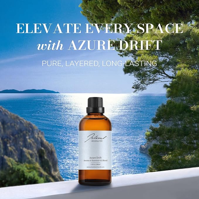 JCLOUD Azure Drift Hotel Diffuser Oil, Luxury Diffuser Oils Scents for Home, Natural Essential Oils for Cold-Air & Ultrasonic Diffuser Aromatherapy, Long Lasting Home Fragrance – 3.38 Fl Oz, 100mL