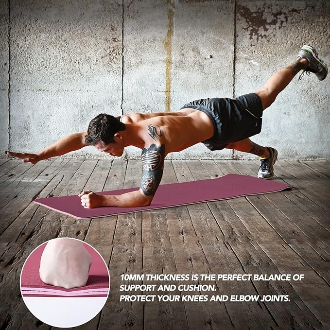 JELS Extra Thick Yoga Mat, 2/5 inch, Ergonomic 3D Non Slip Design, SGS Certified TPE Material, Yoga Mat for Men Women with Carrying Strap,Exercises Mat for Yoga, Pilates and Floor Workout(72"x26")…