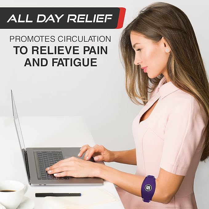 Sleeve Stars Tennis Elbow Brace for Women - Adjustable Tennis Elbow Strap, Golfers Elbow Brace for Men, Counterforce Brace for Tendonitis Relief, Fits 9"-23" (Single/Dark Purple)