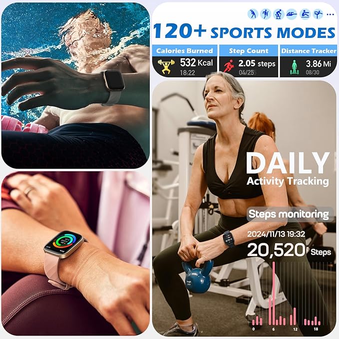 MorePro Health Fitness Tracker with 24/7 Heart Rate/Blood Pressure Monitor, Blood Oxy-gen/Sleep Tracking, 120+ Sports Activity Tracker, Smart Watch (Make/Answer Call) with Step Counter for Women Men