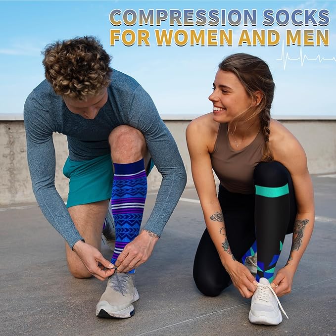 Graduated Copper Compression Socks for Men & Women Circulation 8 Pairs 15-20mmHg - Best for Running Athletic Cycling