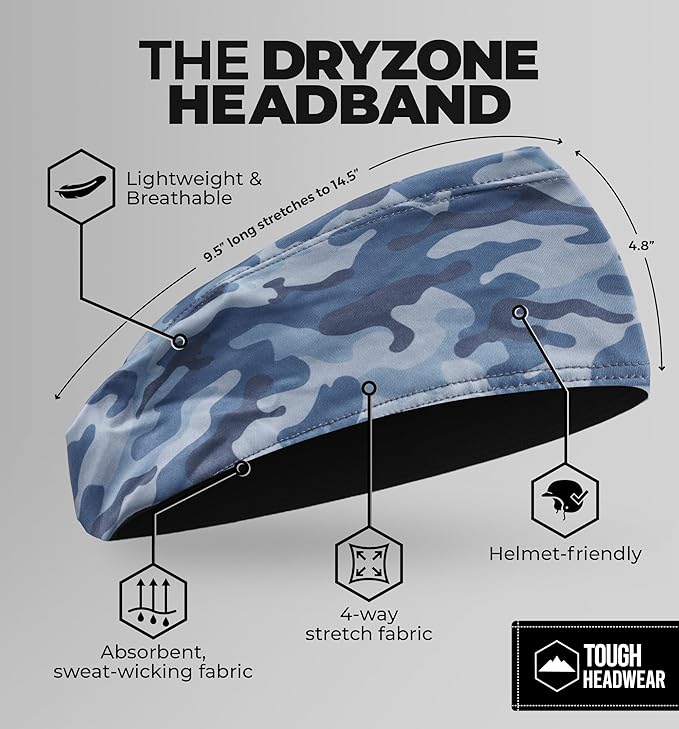 Tough Headwear Sport Headbands for Men - Workout Headbands for Women - Running Headband -Tennis Athletic Sweatband