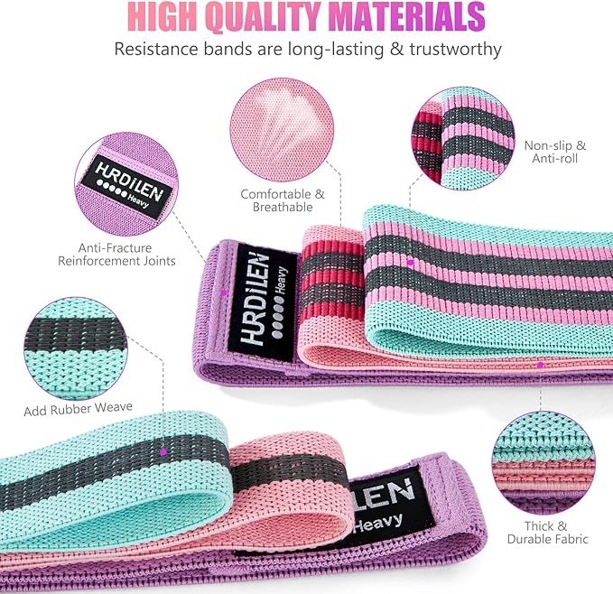 Resistance Bands for Working Out Set, 3 Pcs Pull Up Bands and 3 Pcs Assistance Bands with Door Anchor for Legs, Glutes, Hip, Fabric Loop Bands Workout Bands Resistance for Gym, Home, Office