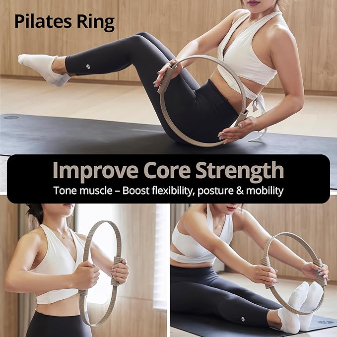 Build & Fitness Pilates Ring – 13.5 inch Magic Circle for Toning Thighs, Core, and Arms – Lightweight, Durable Silicone & Fiberglass Construction for Modern Home, Studio & Travel Workouts