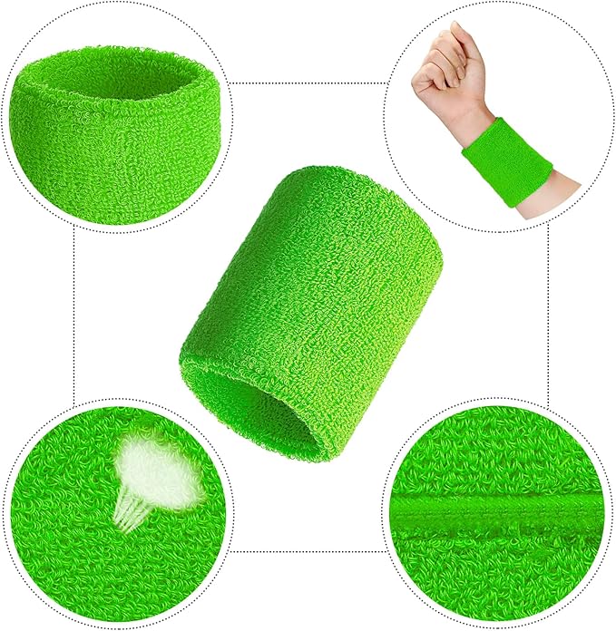 12 Pack Sweatbands Sports Wristband Cotton Sweat Band for Men and Women, Good for Tennis, Basketball, Running, Gym, Working Out