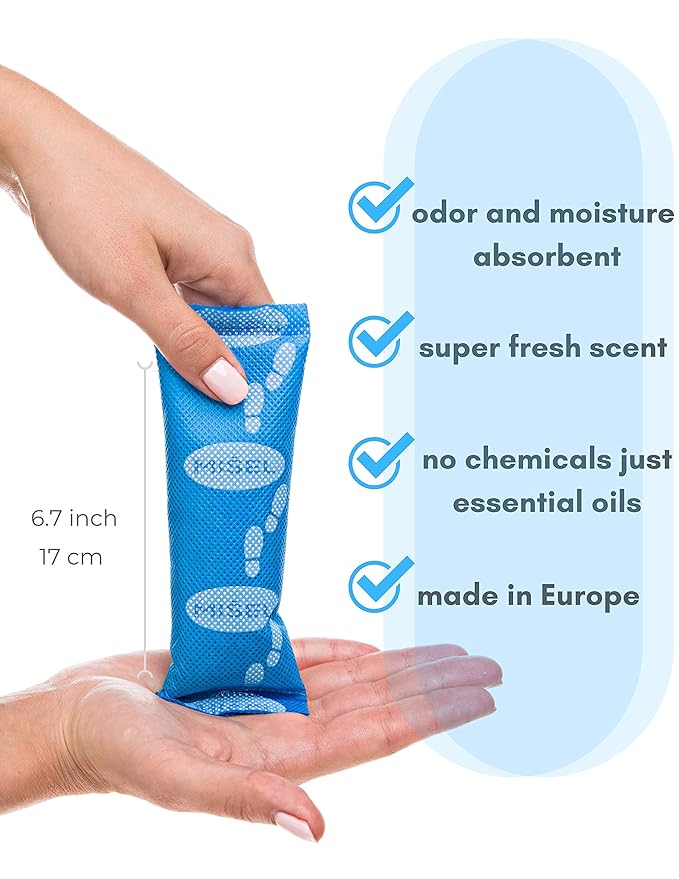 Best Shoe Deodorizer Inserts Made in Europe | Shoe Odor Eliminator & Freshener | Great Shoe Spray Alternative | Extra Strong | Keep Your Shoes, Boxing Gloves Freshly Scented | 100% Natural