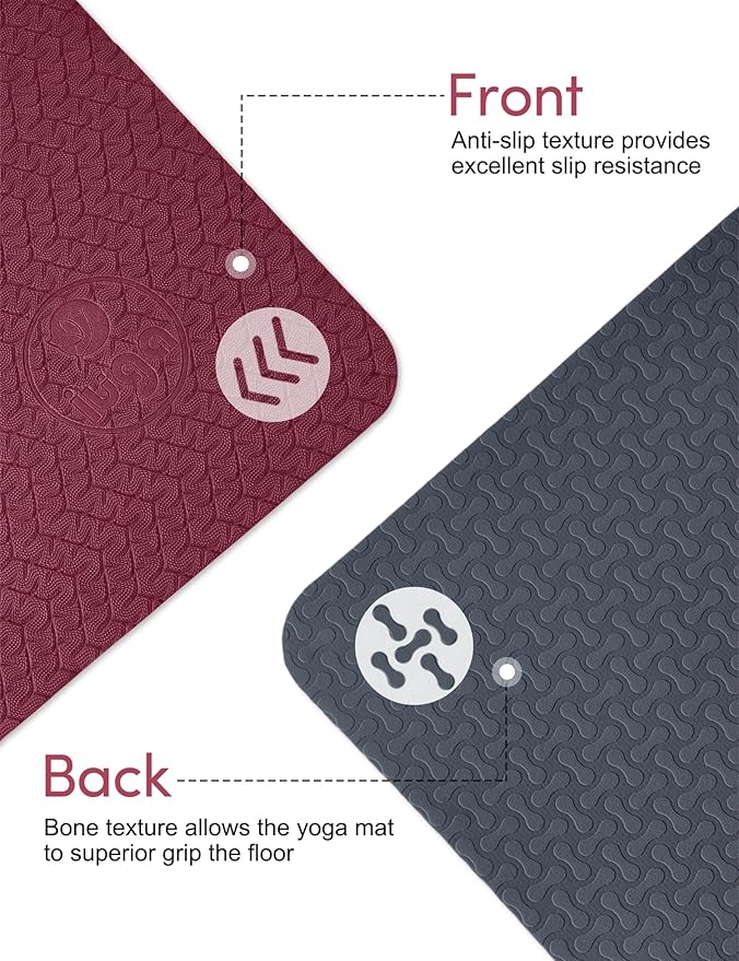 IUGA Yoga Mat Non Slip Anti-tear Pilates Mat Eco Friendly Hot Yoga Mats Thick for Workout & Exercise(72"x 24"x 6mm)