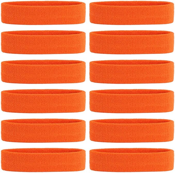ONUPGO Sweatband Headbands for Men & Women -12PCS Sports Headbands Moisture Wicking Athletic Cotton Terry Cloth Headband for Tennis,Basketball,Football,Gym,Working Out