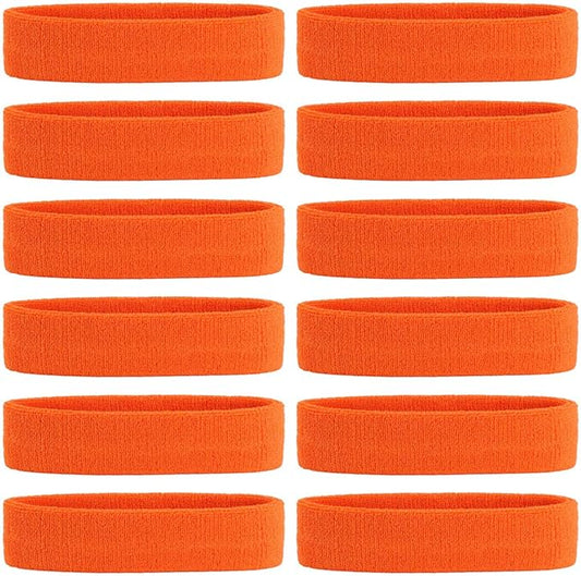 ONUPGO Sweatband Headbands for Men & Women -12PCS Sports Headbands Moisture Wicking Athletic Cotton Terry Cloth Headband for Tennis,Basketball,Football,Gym,Working Out