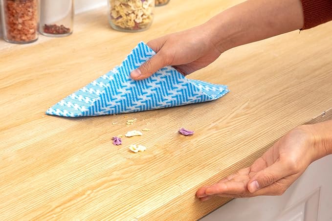 Handi Wipes Reusable Cloths Disposable Cleaning Towels Dry Kitchen Wipes Reusable Dish Towel Washcloths Dry Fast Multi-Purpose Heavy Duty Towels, Thick and Absorbnet, Blue, Pack of 120