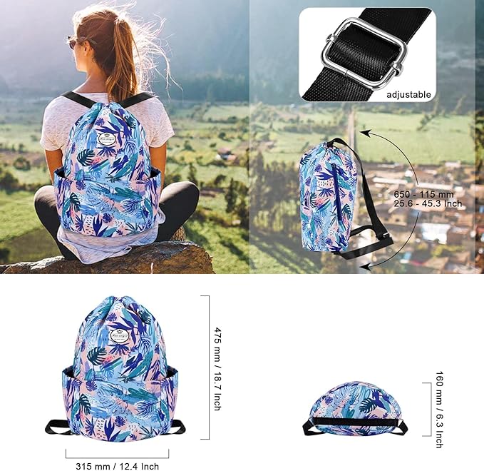 HUA ANGEL Drawstring Backpack Bag, Sport Gym Sackpack Lightweight Small Gym Bag for Men Women Pull String Sport Beach Bag