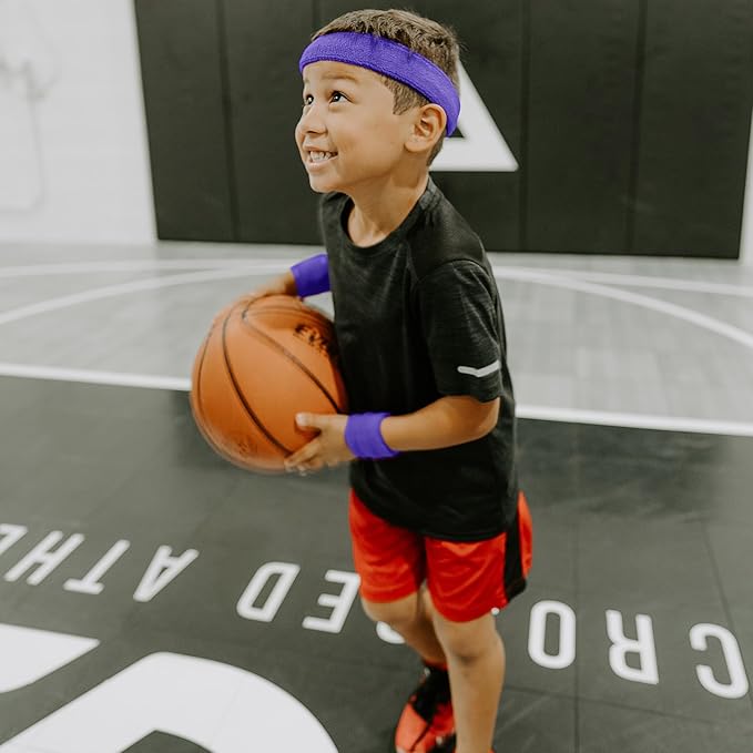 Suddora Sweatbands for Kids, Moisture Wicking 2 Wristbands and 1 Headband Set, Soft and Skin-Friendly Fabric, Moisture-Wicking Athletic Sweat Bands for Basketball, Baseball, Soccer